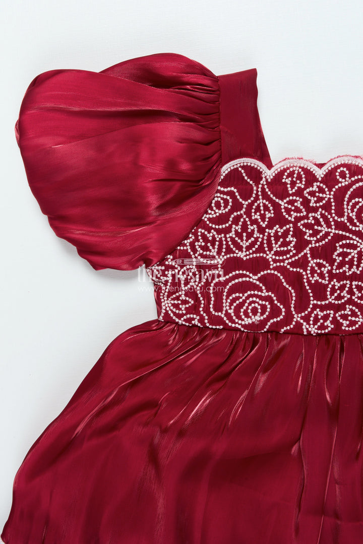 The Nesavu Girls Fancy Frock Fancy Frock for Baby Girls with Embroidery and Puff Sleeves Nesavu Nesavu fancy frock baby girls embroidered yoke puff sleeves festive birthday wear