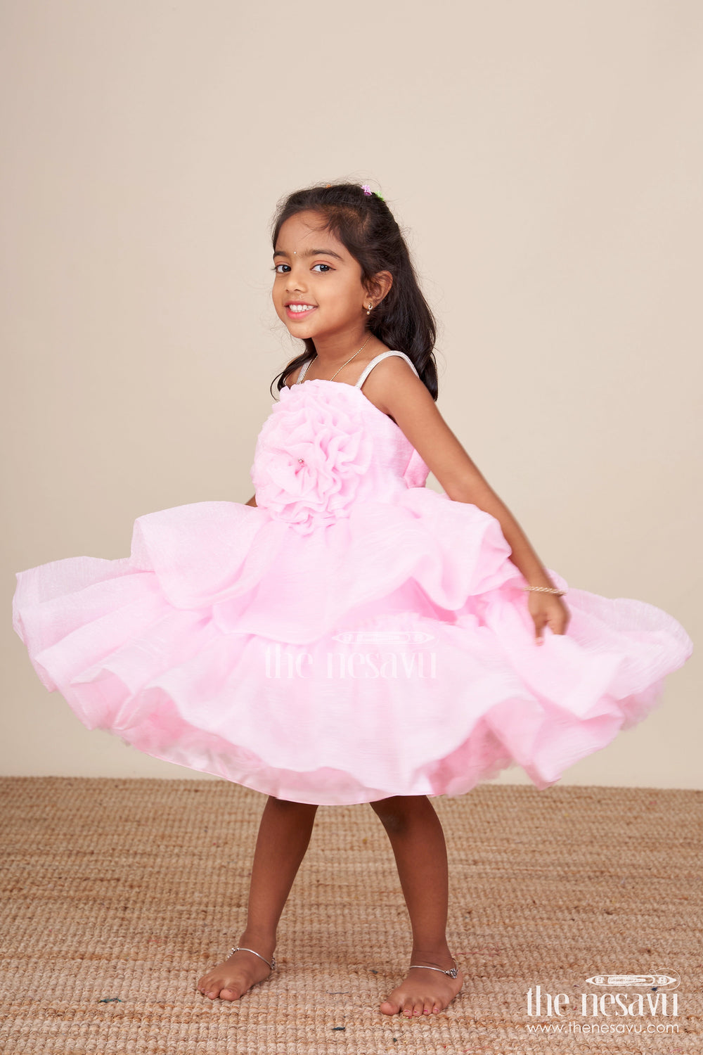The Nesavu Girls Fancy Party Frock Fancy Frock for Baby Girls with Shimmer Organza for Birthdays and Stage Events Nesavu Nesavu baby girl shimmer organza frock  ideal birthdays naming ceremonies twirl-ready celebrations