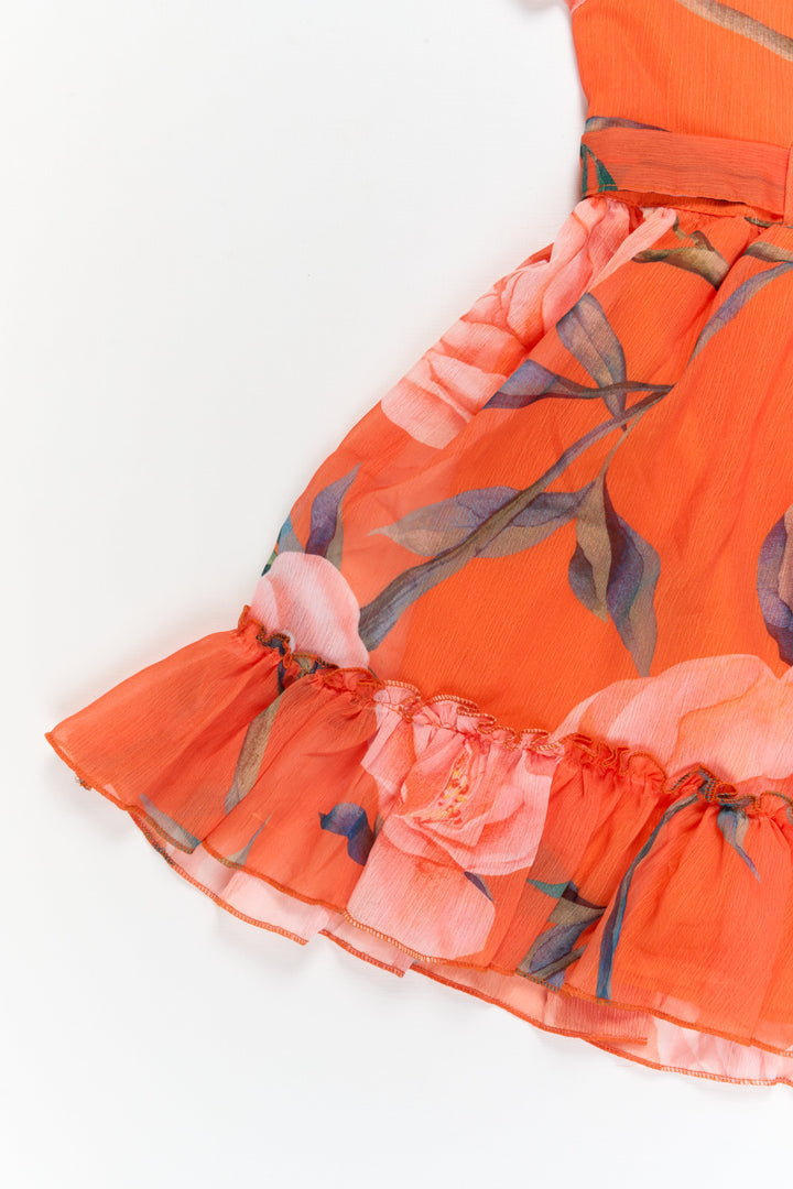 The Nesavu Girls Fancy Frock Fancy Girls Georgette Frock with Floral Digital Print for Birthdays and Events Nesavu Nesavu fancy georgette frock with floral print – ideal for birthdays and special celebrations