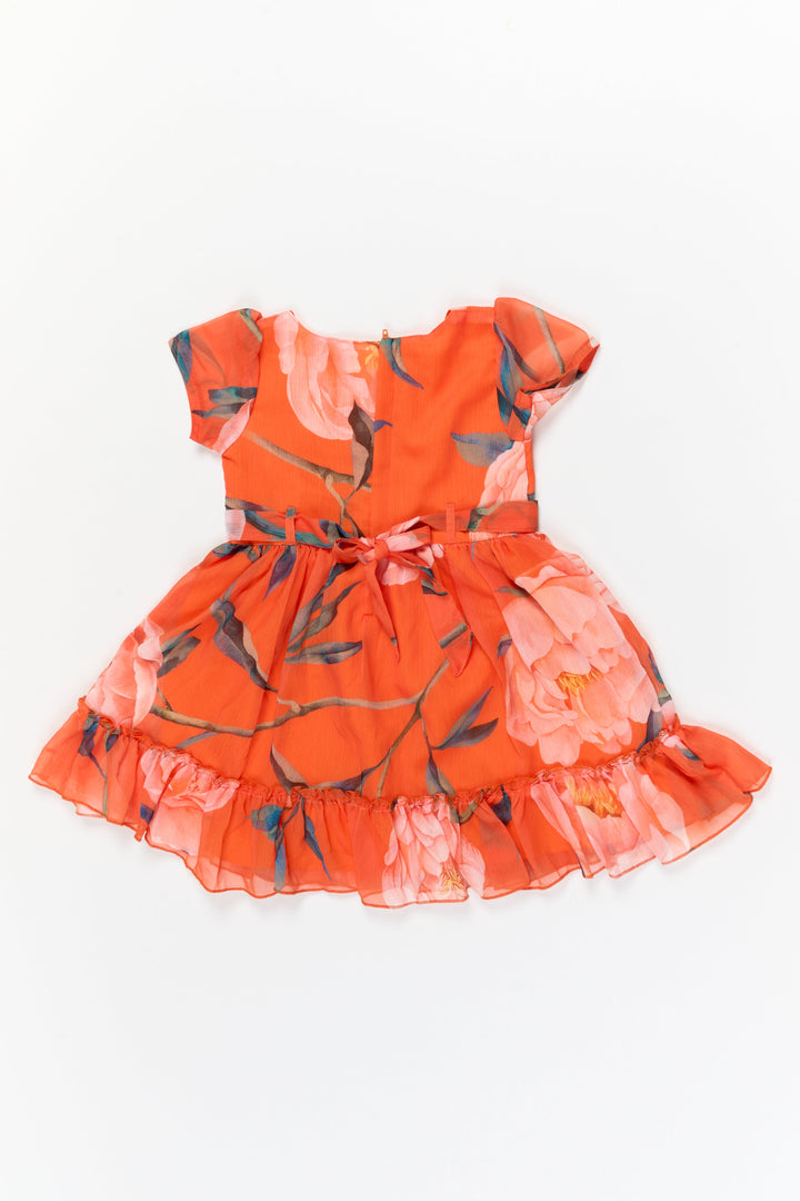 The Nesavu Girls Fancy Frock Fancy Girls Georgette Frock with Floral Digital Print for Birthdays and Events Nesavu Nesavu fancy georgette frock with floral print – ideal for birthdays and special celebrations