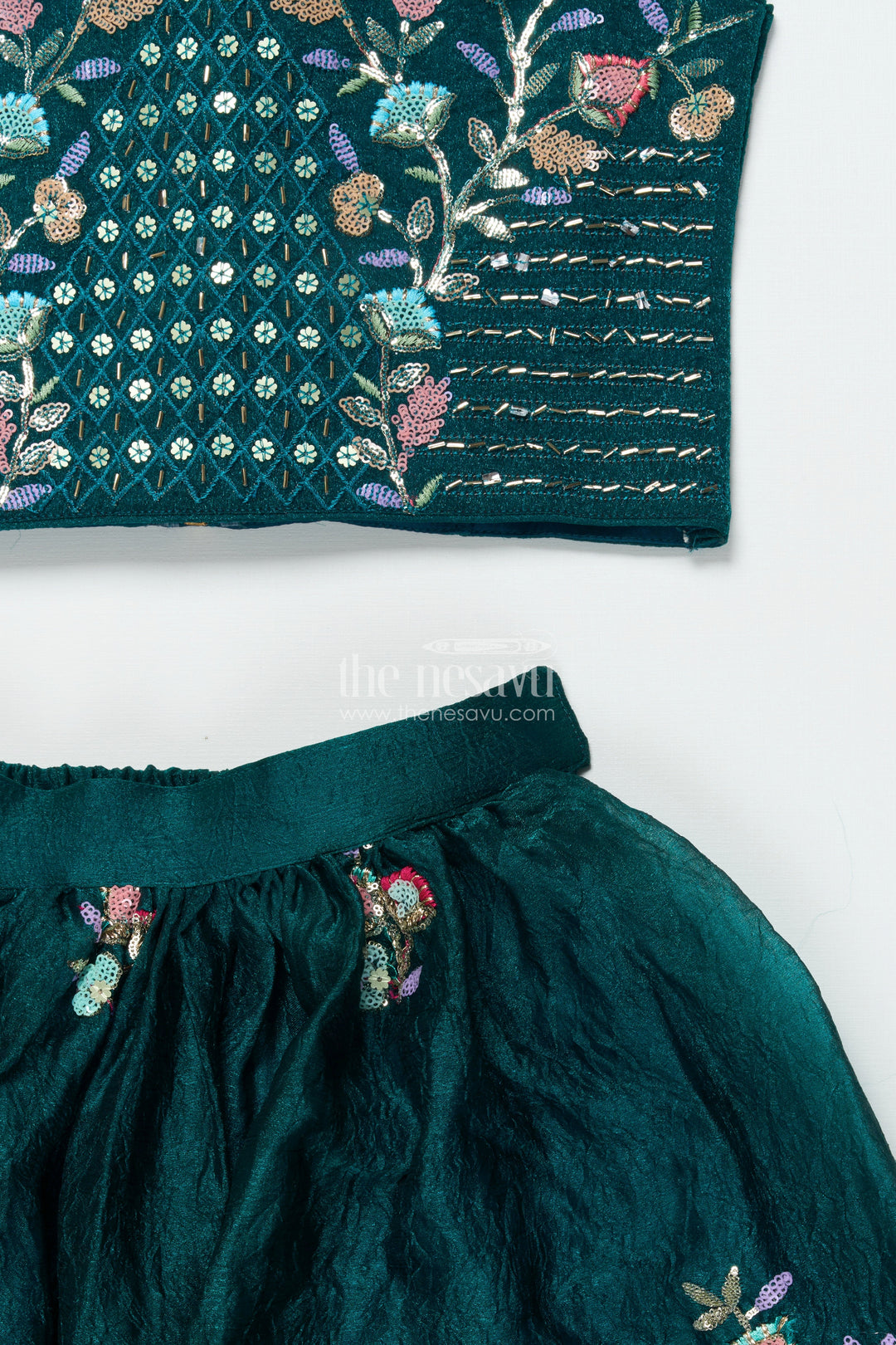 The Nesavu Girls Fancy Lehenga Fancy Lehenga Choli Set for Toddler Girls Weddings and Festivals Nesavu Nesavu toddler girls lehenga set embroidered georgette festive occasions weddings