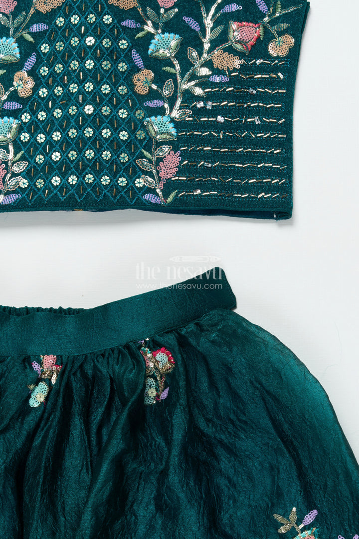 The Nesavu Girls Fancy Lehenga Fancy Lehenga Choli Set for Toddler Girls Weddings and Festivals Nesavu Nesavu toddler girls lehenga set embroidered georgette festive occasions weddings