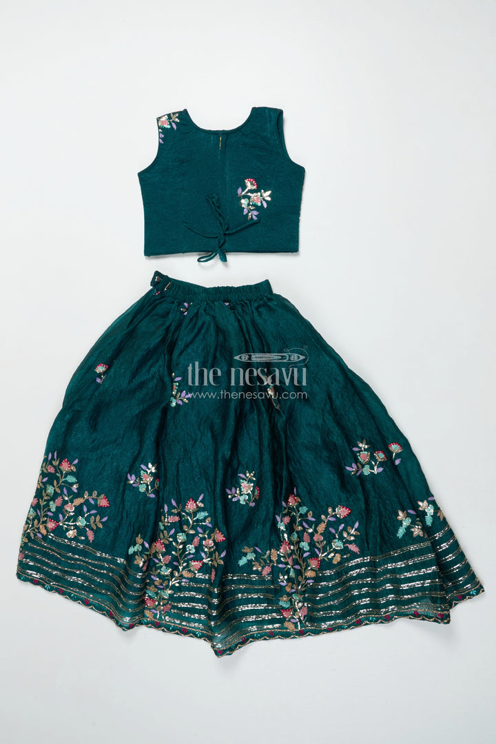 The Nesavu Girls Fancy Lehenga Fancy Lehenga Choli Set for Toddler Girls Weddings and Festivals Nesavu Nesavu toddler girls lehenga set embroidered georgette festive occasions weddings