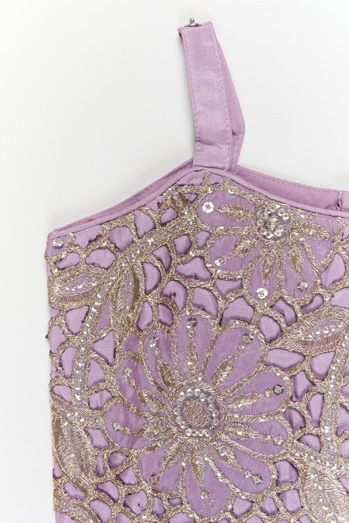 The Nesavu Girls Fancy Lehenga Fancy Lehenga Set for Girls with Cutwork Yoke for Weddings and Parties Nesavu Nesavu fancy lehenga set for girls with cutwork embroidered yoke for weddings and festive occasions