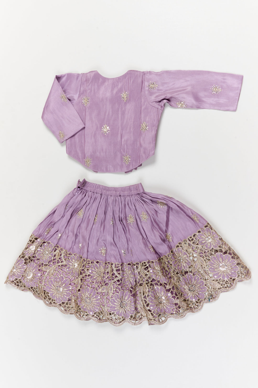 The Nesavu Girls Fancy Lehenga Fancy Lehenga Set for Girls with Cutwork Yoke for Weddings and Parties Nesavu Nesavu fancy lehenga set for girls with cutwork embroidered yoke for weddings and festive occasions