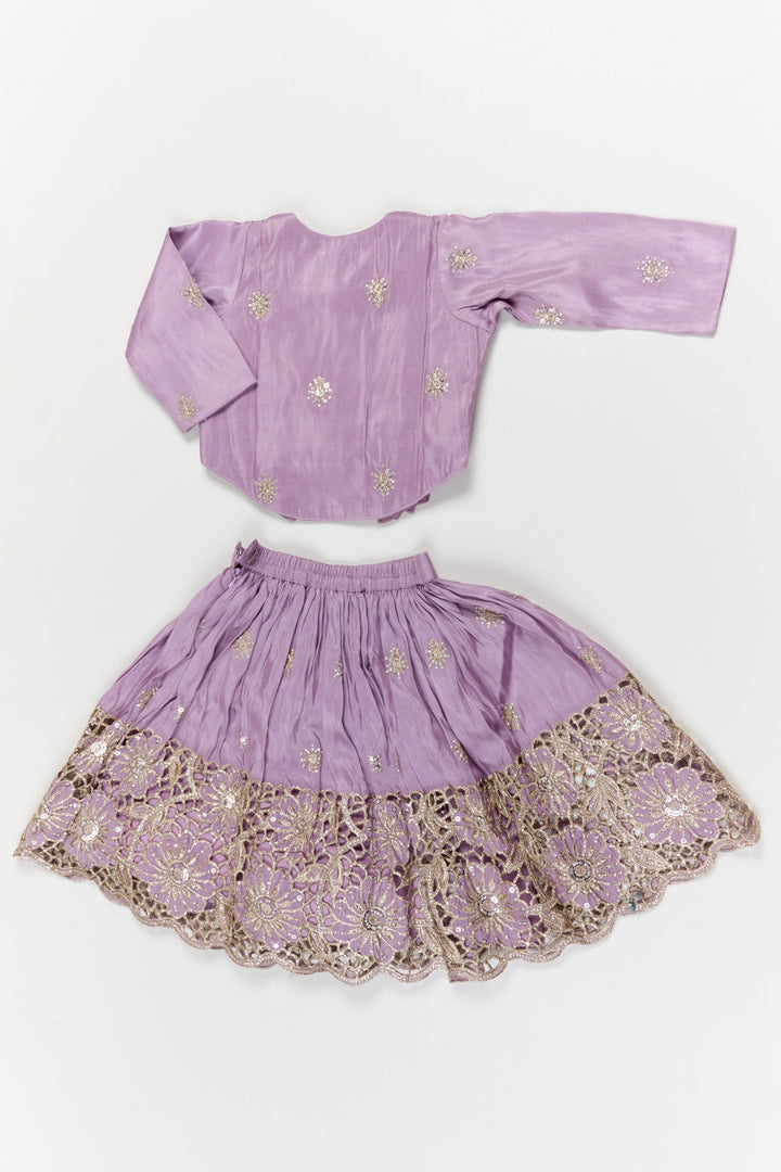 The Nesavu Girls Fancy Lehenga Fancy Lehenga Set for Girls with Cutwork Yoke for Weddings and Parties Nesavu Nesavu fancy lehenga set for girls with cutwork embroidered yoke for weddings and festive occasions