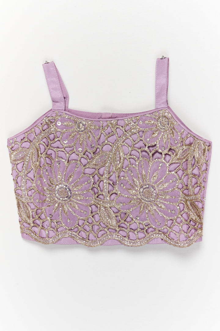 The Nesavu Girls Fancy Lehenga Fancy Lehenga Set for Girls with Cutwork Yoke for Weddings and Parties Nesavu Nesavu fancy lehenga set for girls with cutwork embroidered yoke for weddings and festive occasions