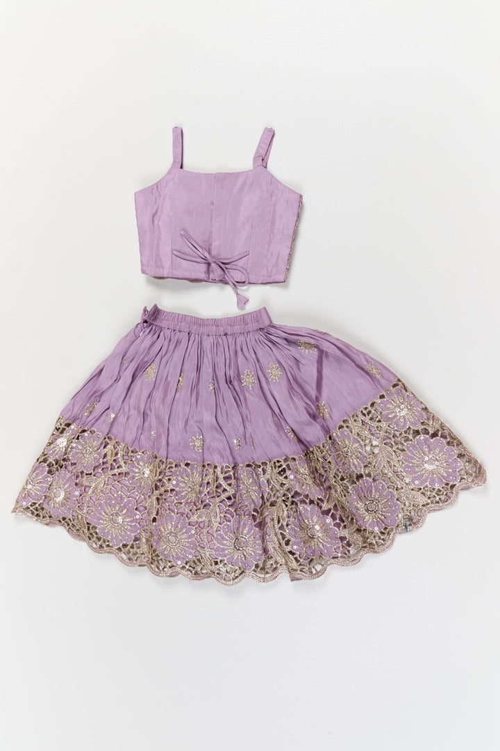 The Nesavu Girls Fancy Lehenga Fancy Lehenga Set for Girls with Cutwork Yoke for Weddings and Parties Nesavu Nesavu fancy lehenga set for girls with cutwork embroidered yoke for weddings and festive occasions