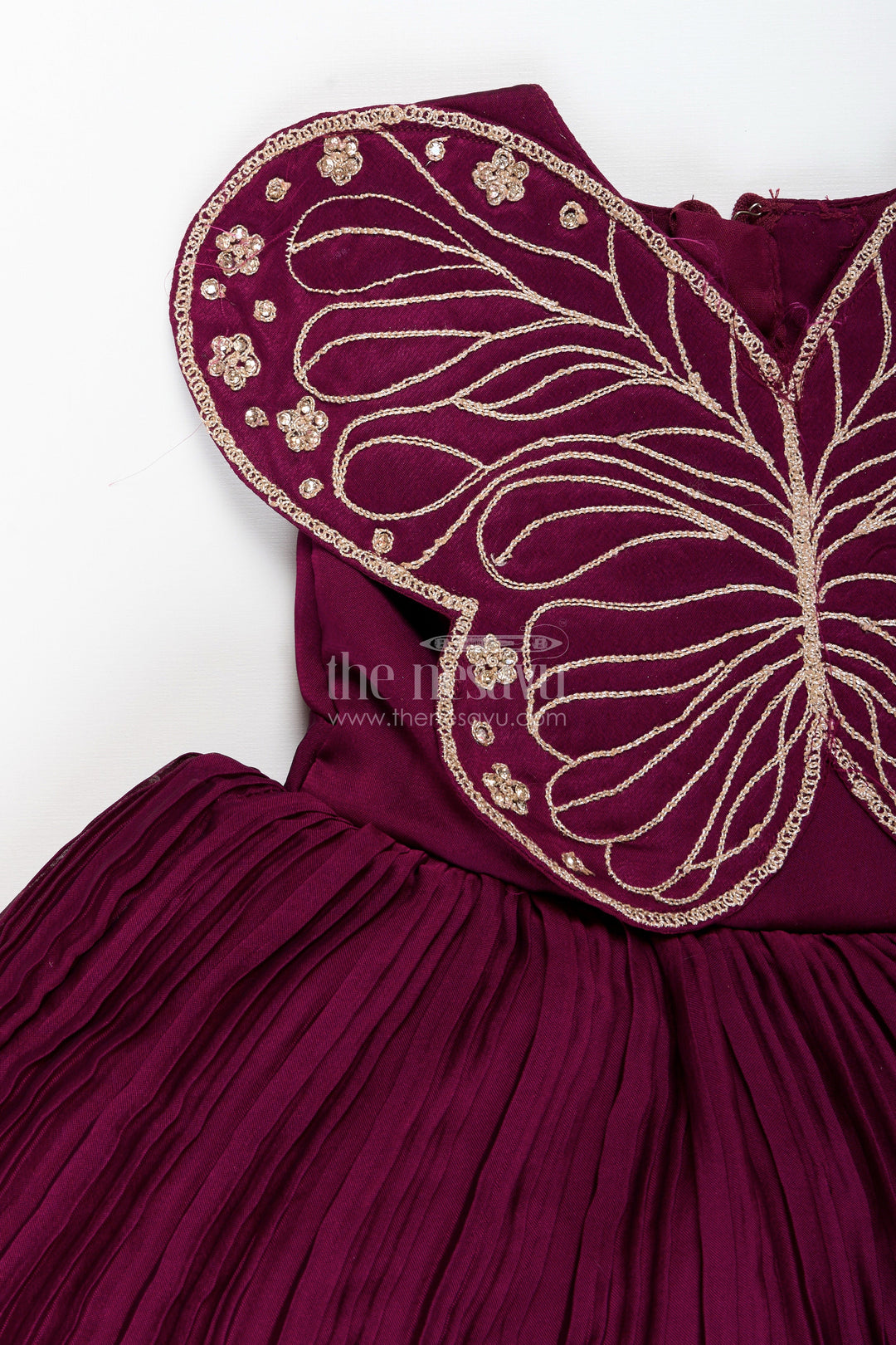 The Nesavu Girls Fancy Party Frock Fancy party frock for toddler girls for birthdays and evening events Nesavu Nesavu toddler girl fancy party frock georgette butterfly embroidery  perfect birthdays