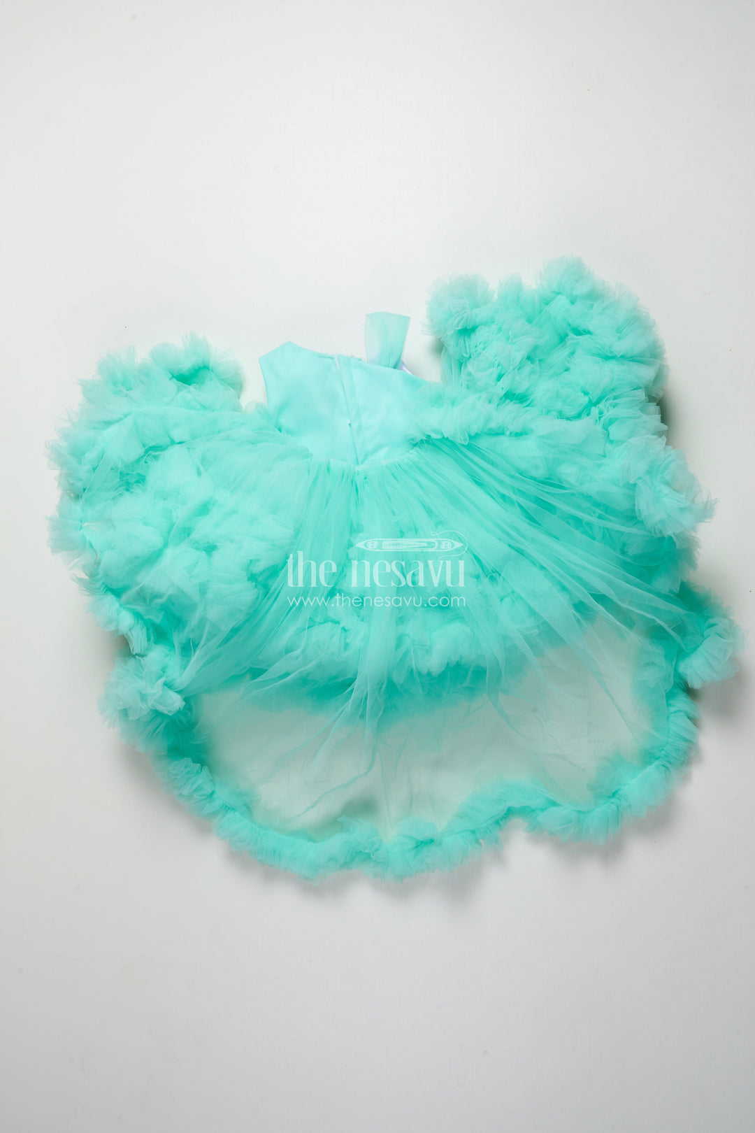 The Nesavu Girls Fancy Party Frock Fancy Party Frock with Floral Embellishment for Baby Girls Nesavu Nesavu fancy party frock baby girls floral embellishment soft net