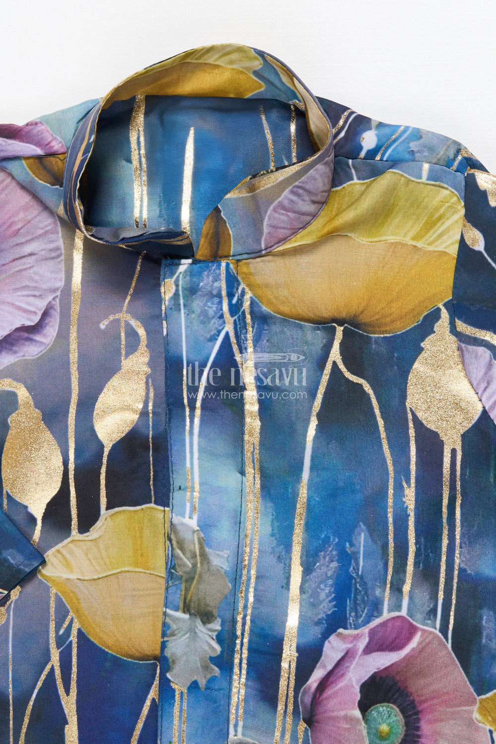 The Nesavu Boys Kurtha Set Festive Boys Kurta Set with Floral Foil Detailing and Silk Blend Nesavu Nesavu boys silk blend kurta set foil floral print perfect festive days weddings