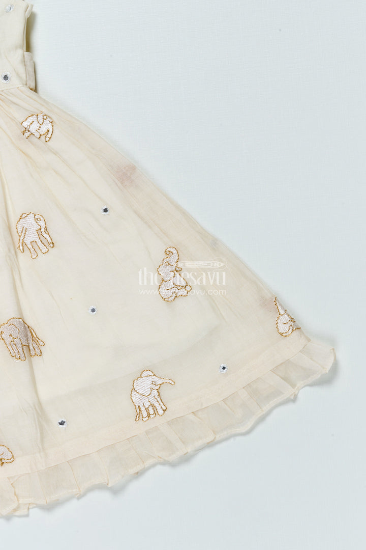 The Nesavu Girls Chanderi Frock Festive Chanderi Frock for Baby Girls for Cultural Events and Rituals Nesavu Nesavu festive chanderi embroidered frock baby girls cultural events traditional rituals