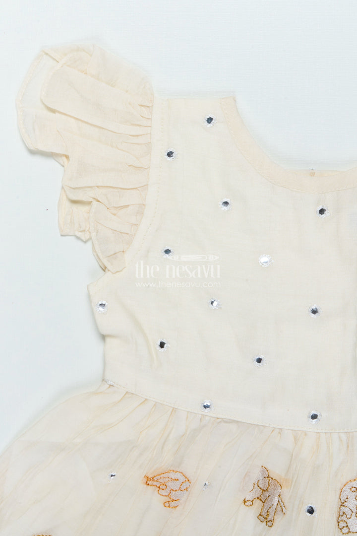 The Nesavu Girls Chanderi Frock Festive Chanderi Frock for Baby Girls for Cultural Events and Rituals Nesavu Nesavu festive chanderi embroidered frock baby girls cultural events traditional rituals