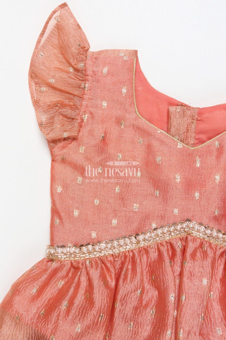 The Nesavu Pattu Pavadai Festive Pattu Pavadai for Baby Girls for Weddings and Naming Ceremonies Nesavu Nesavu festive pattu pavadai baby girls semi banaras skirt flutter sleeve blouse