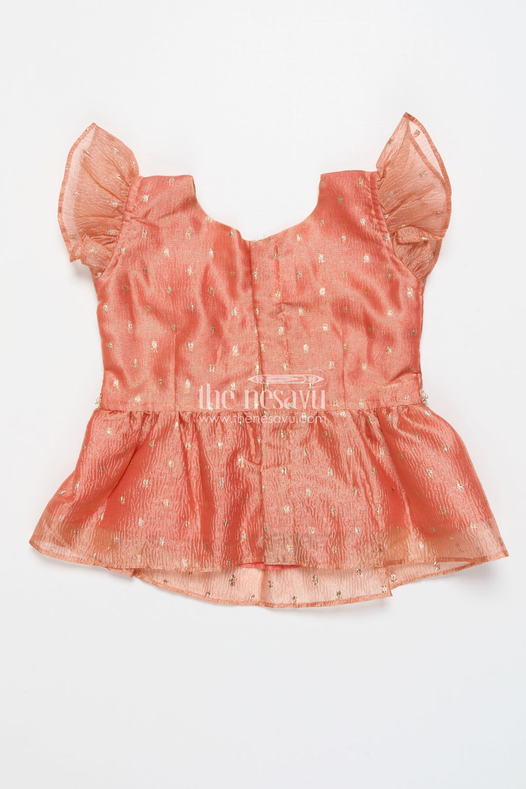 The Nesavu Pattu Pavadai Festive Pattu Pavadai for Baby Girls for Weddings and Naming Ceremonies Nesavu Nesavu festive pattu pavadai baby girls semi banaras skirt flutter sleeve blouse