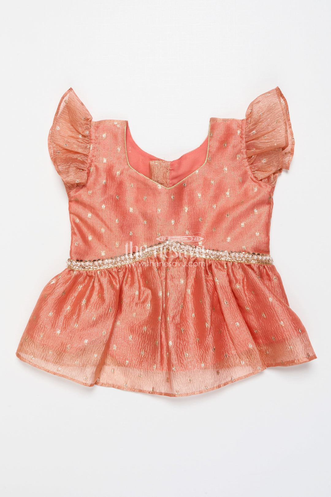 The Nesavu Pattu Pavadai Festive Pattu Pavadai for Baby Girls for Weddings and Naming Ceremonies Nesavu Nesavu festive pattu pavadai baby girls semi banaras skirt flutter sleeve blouse