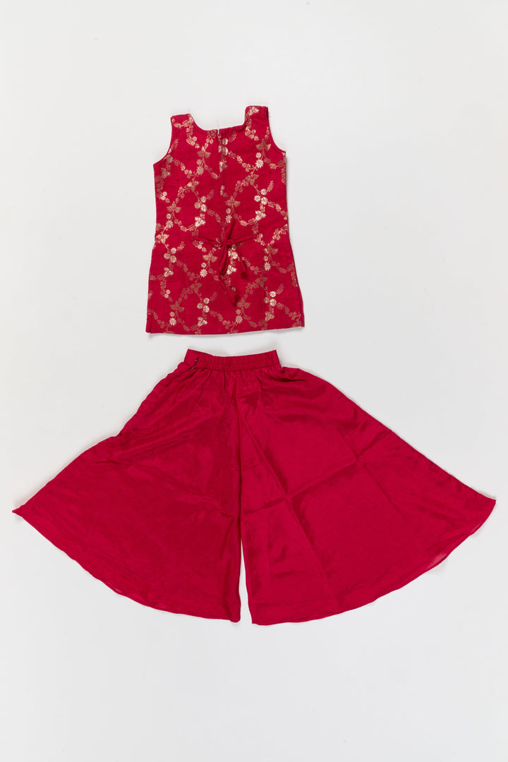 The Nesavu Girls Sharara / Plazo Set Festive Plazo Outfit for Girls with Embroidered Yoke and Tassel Dupatta Nesavu Nesavu festive plazo outfit for girls with embroidered yoke and tassel dupatta – perfect for weddings and parties