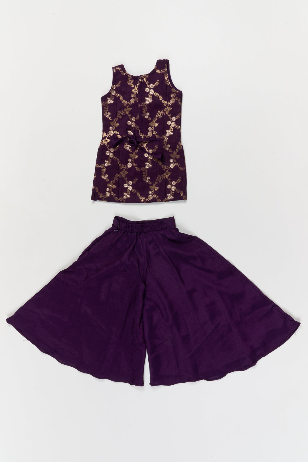 The Nesavu Girls Sharara / Plazo Set Festive Plazo Set for Girls with Embroidered Sleeveless Yoke and Dupatta Nesavu Nesavu festive plazo set for girls with embroidered yoke and tassel dupatta – perfect for weddings and celebrations