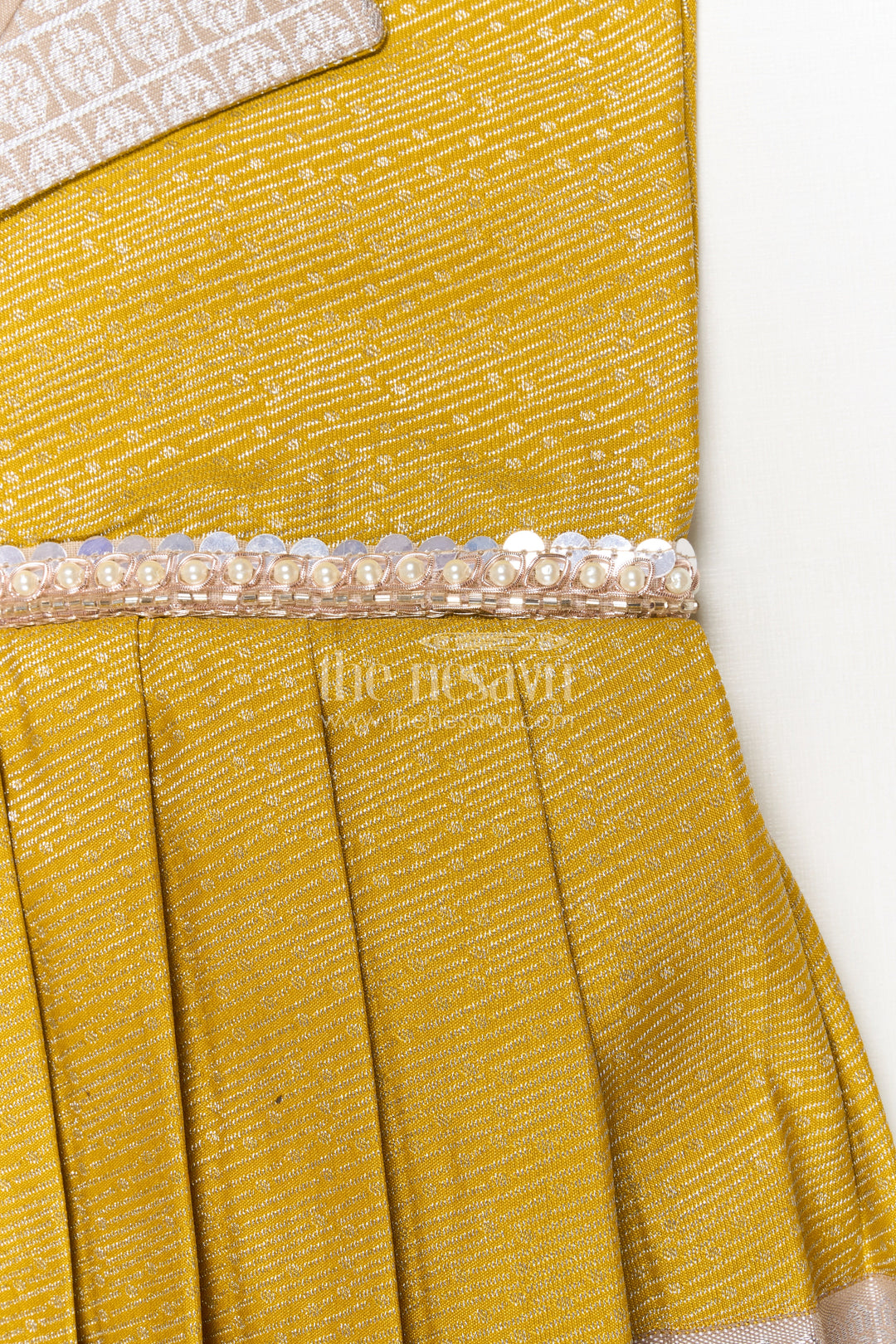 The Nesavu Girls Kanchi Silk Frock Festive Silk Frock for Girls for Family Functions and Cultural Events Nesavu Nesavu festive silk frock for girls with zari pleats and stone waist belt – ideal for family and cultural events