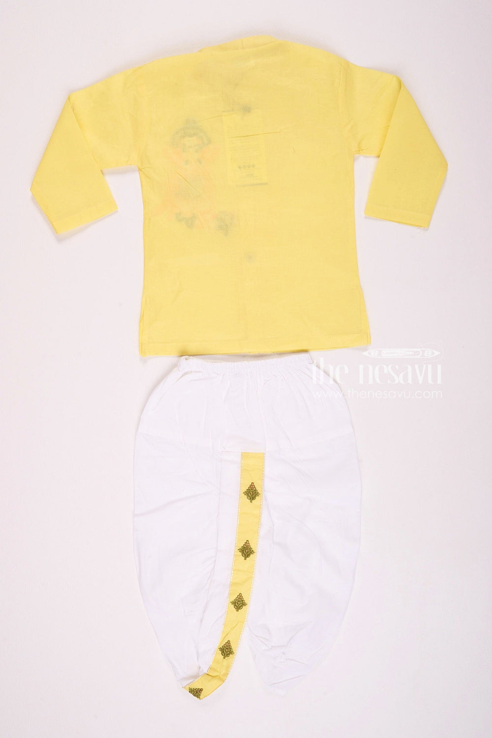 The Nesavu Boys Dothi Set Festive Yellow Ganesh Utsav Baby Kurtha with Dothi Pant Set Nesavu Festive Yellow Ganesh Utsav Baby Kurtha with Dothi Pant Set - Vinayakar Chaturthi Special