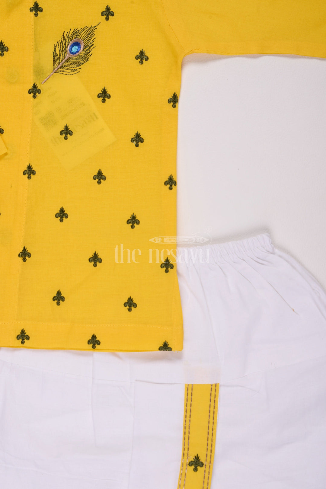 The Nesavu Boys Dothi Set Festive Yellow Krishna Jayanthi Baby Kurtha with Dothi Pant Set Nesavu Festive Yellow Krishna Jayanthi Baby Kurtha with Dothi Pant Set - Janmashtami Special | The Nesavu