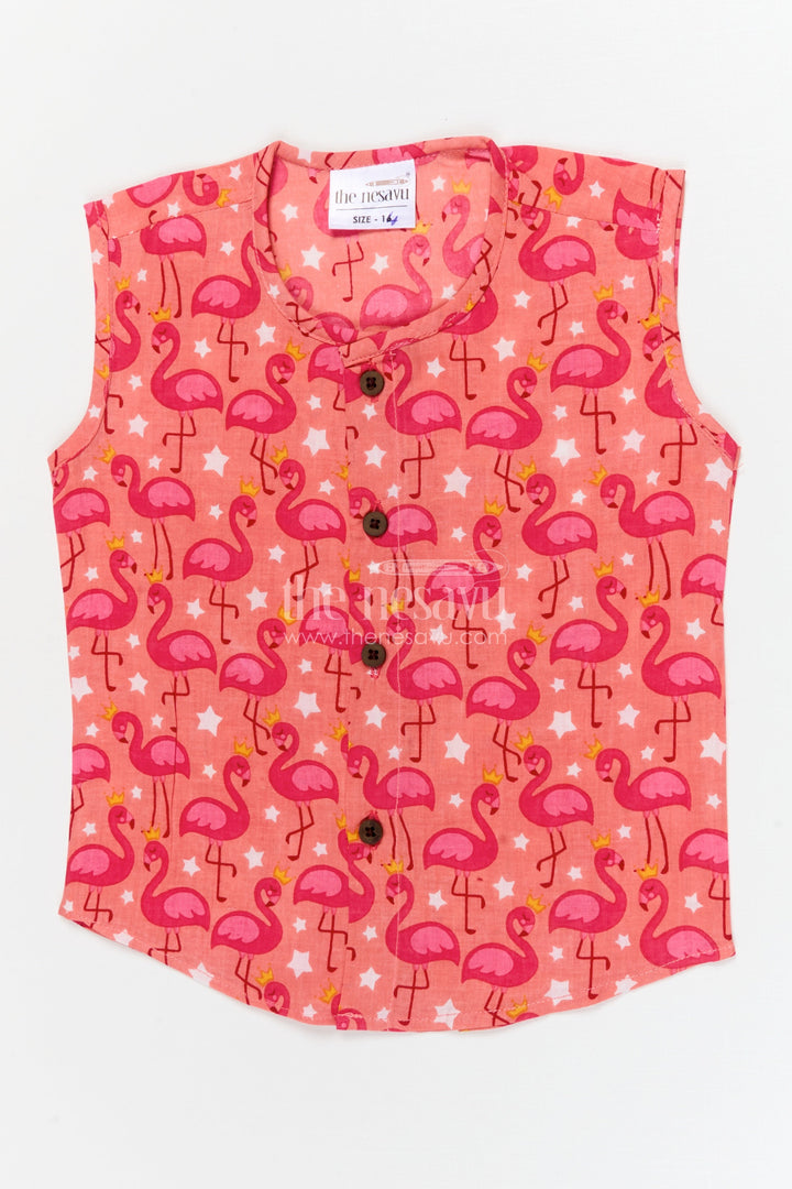 The Nesavu Baby Jablas Flamingo Print Baby Jabla for Quirky and Comfy Dressing Nesavu 10 (NB) / Pink / Cotton IF047B-10 Nesavu baby jabla with flamingo print in breathable cotton – fun and comfy daily wear