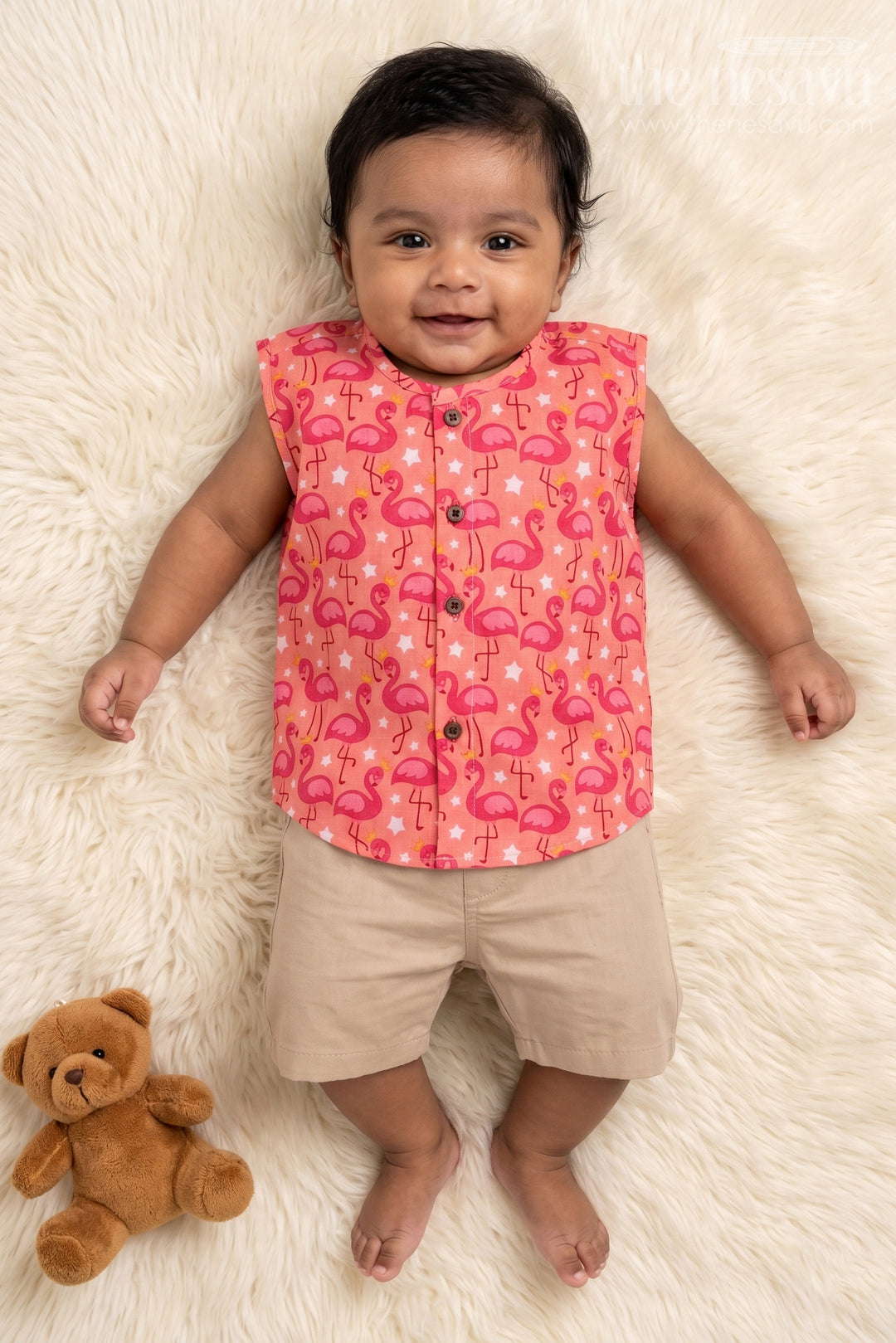 The Nesavu Baby Jablas Flamingo Print Baby Jabla for Quirky and Comfy Dressing Nesavu 10 (NB) / Pink / Cotton IF047B-10 Nesavu baby jabla with flamingo print in breathable cotton – fun and comfy daily wear