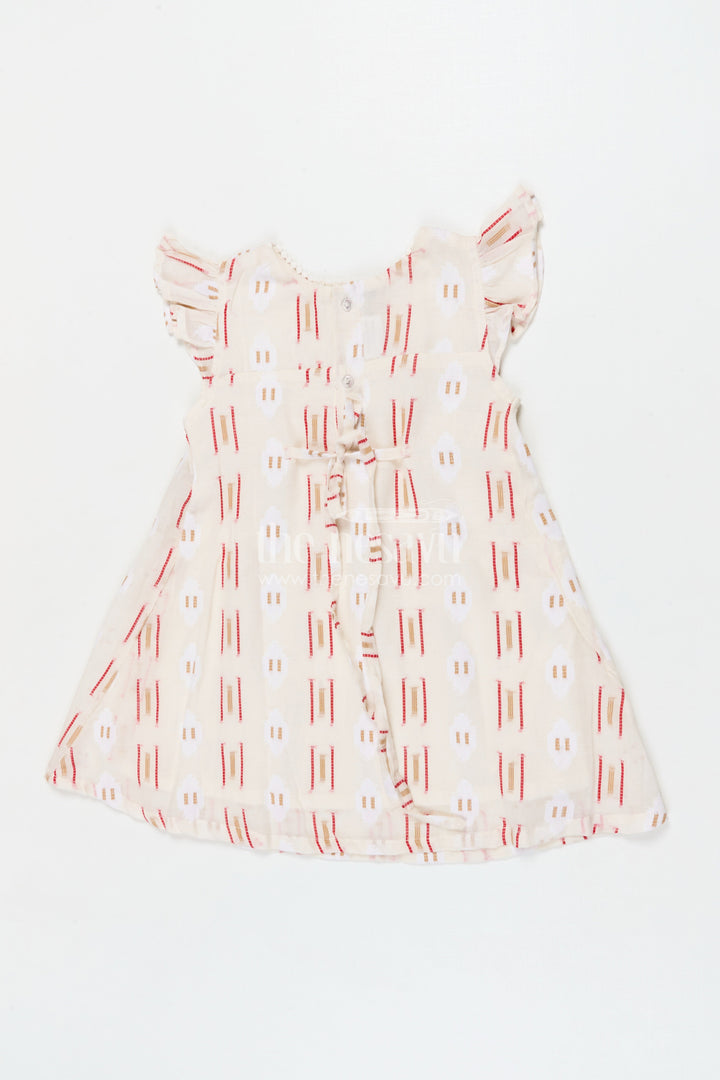 The Nesavu Girls Cotton Frock Flared Cotton Frock for Toddler Girls with Ethnic-inspired Print Nesavu 18 (2Y) / Half white / Cotton GFC2067A-18 Nesavu cotton frock for toddler girls with flared fit and ethnic print for everyday comfort