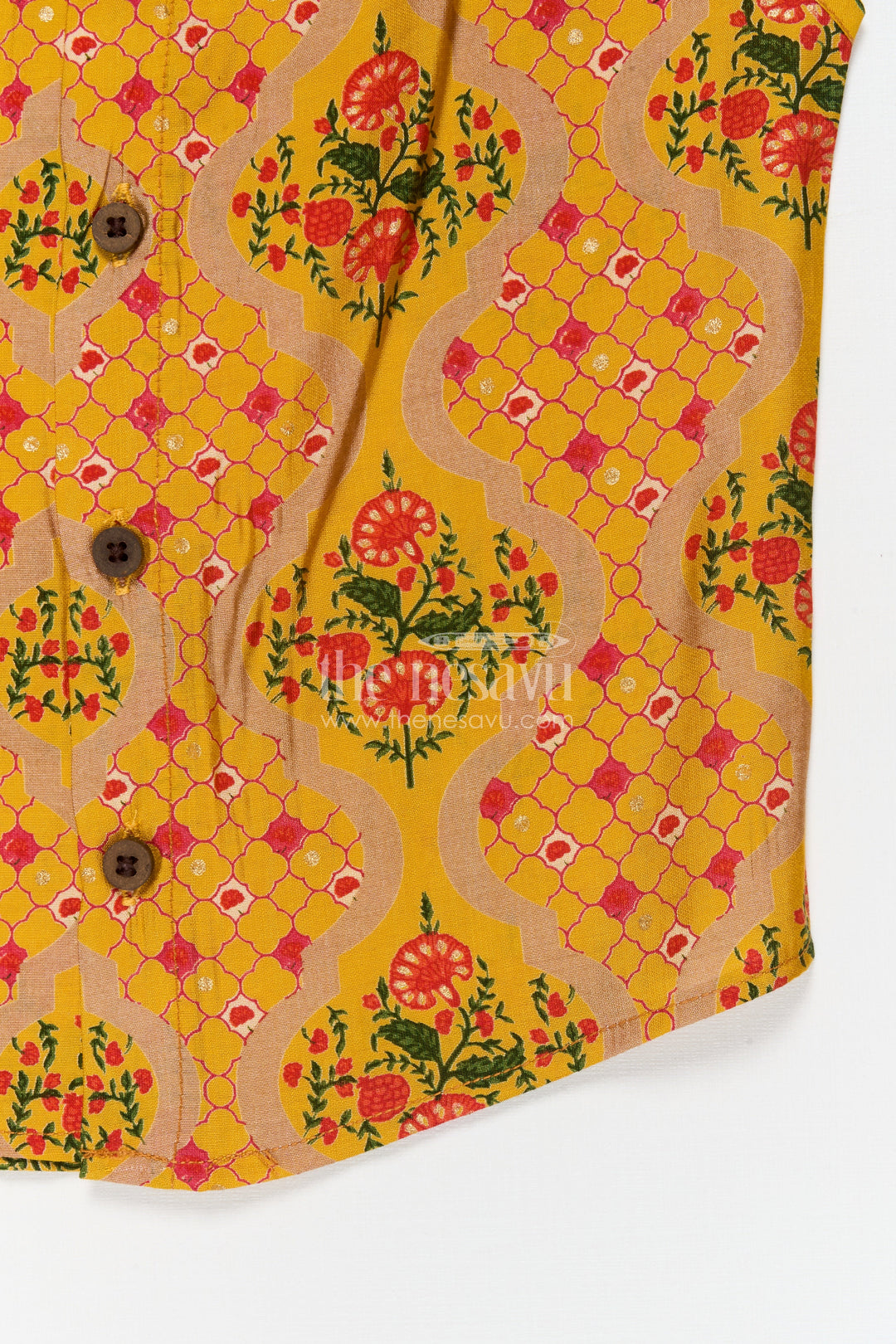 The Nesavu Baby Jablas Floral Block Print Baby Jabla for Everyday Comfort and Ethnic Charm Nesavu 10 (NB) / Yellow / Viscose Silk IF044A-10 Nesavu floral block print baby jabla in modal silk – great for ethnic charm and everyday comfort