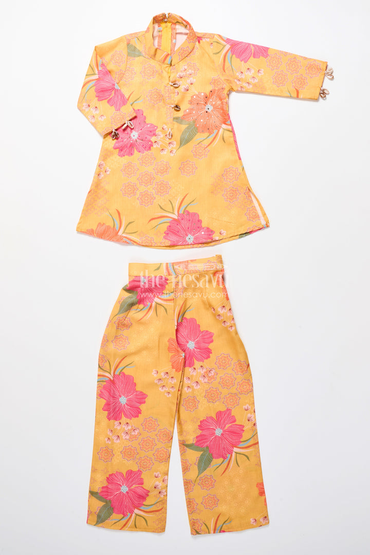 The Nesavu Girls Co-Ord Sets Floral Cotton Sharara Set with Cheerful Digital Print Nesavu Nesavu cotton floral printed sharara set  girls casual ethnic wear