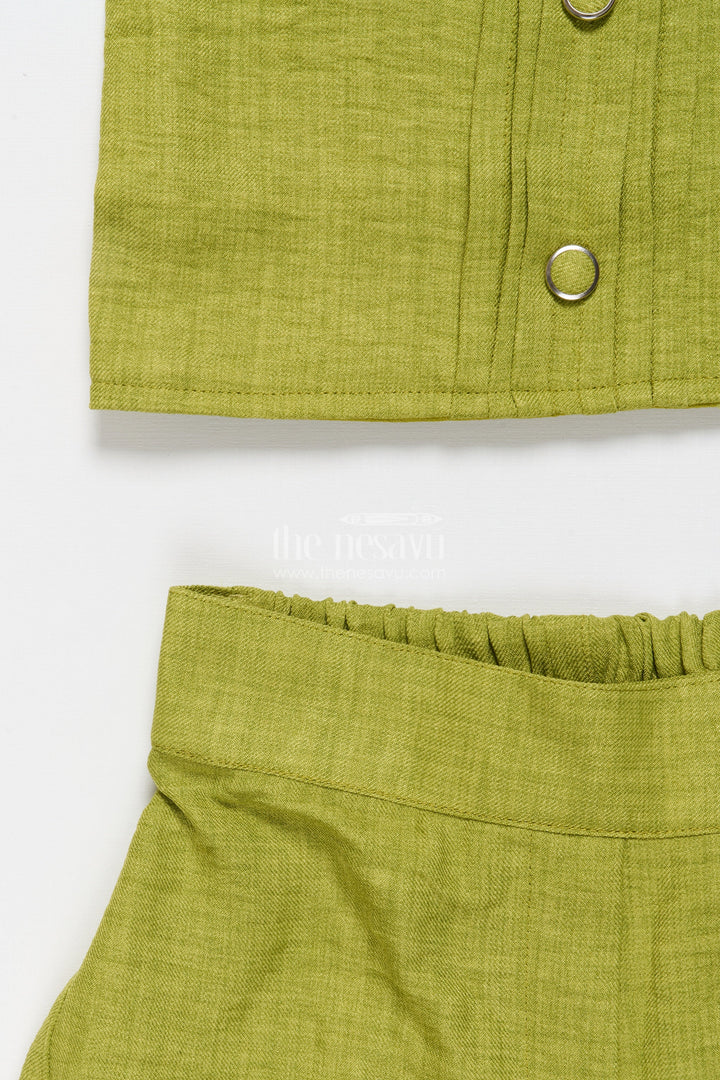 The Nesavu Girls Co-Ord Sets Floral Embroidered Girls Co-Ord Set with Jacket Perfect for Ethnic School Events and Festive Days Nesavu Nesavu girls floral embroidered co-ord set jacket festive school ethnic day ready outfit