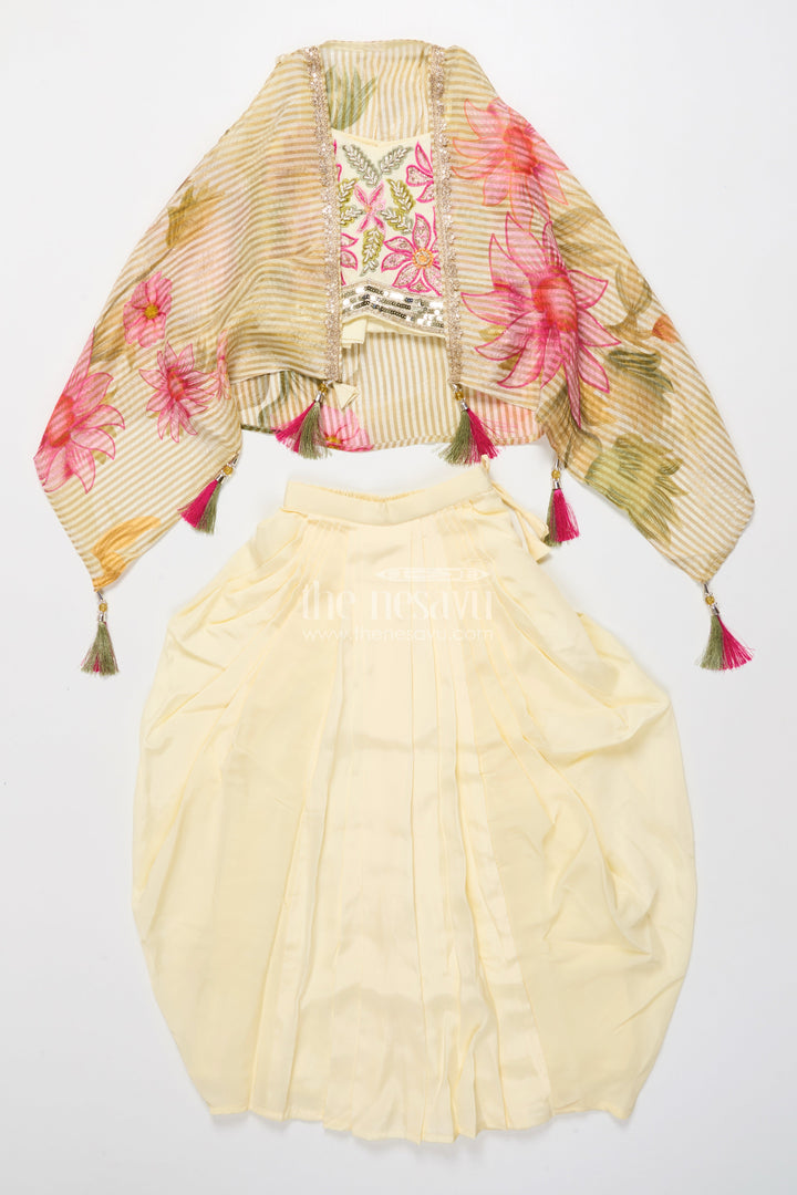 The Nesavu Girls Lehenga Choli Floral Embroidered Lehenga Choli for Girls for Festive Occasions and Family Weddings Nesavu Nesavu floral embroidered lehenga choli girls muslin silk perfect weddings festive occasions