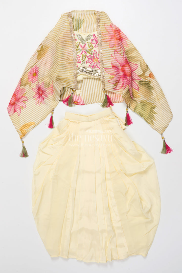 The Nesavu Girls Lehenga Choli Floral Embroidered Lehenga Choli for Girls for Festive Occasions and Family Weddings Nesavu Nesavu floral embroidered lehenga choli girls muslin silk perfect weddings festive occasions