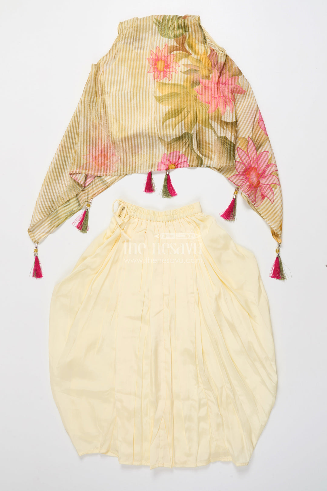 The Nesavu Girls Lehenga Choli Floral Embroidered Lehenga Choli for Girls for Festive Occasions and Family Weddings Nesavu Nesavu floral embroidered lehenga choli girls muslin silk perfect weddings festive occasions