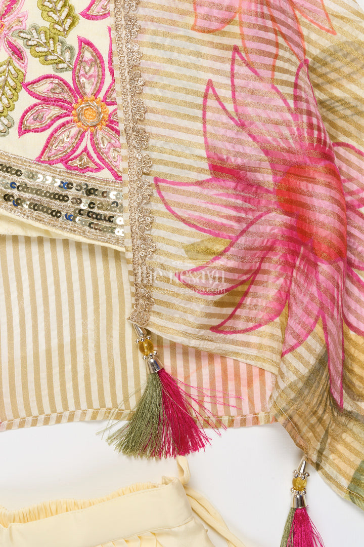 The Nesavu Girls Lehenga Choli Floral Embroidered Lehenga Choli for Girls for Festive Occasions and Family Weddings Nesavu Nesavu floral embroidered lehenga choli girls muslin silk perfect weddings festive occasions