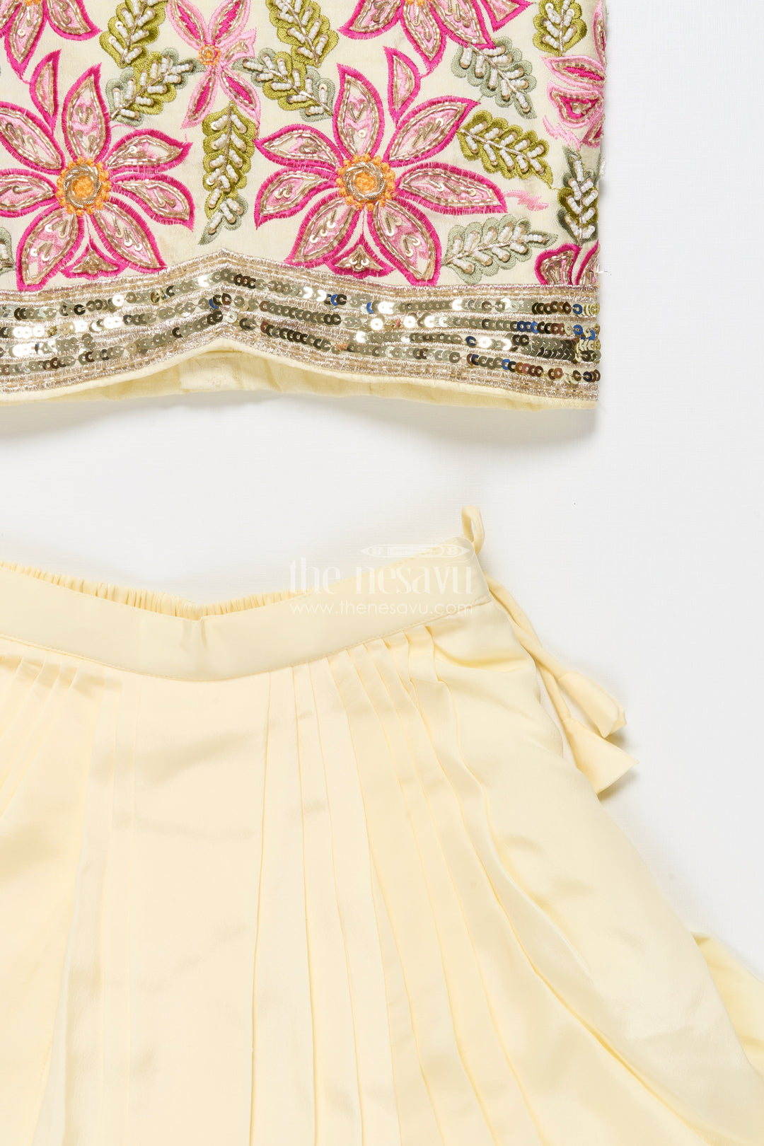 The Nesavu Girls Lehenga Choli Floral Embroidered Lehenga Choli for Girls for Festive Occasions and Family Weddings Nesavu Nesavu floral embroidered lehenga choli girls muslin silk perfect weddings festive occasions