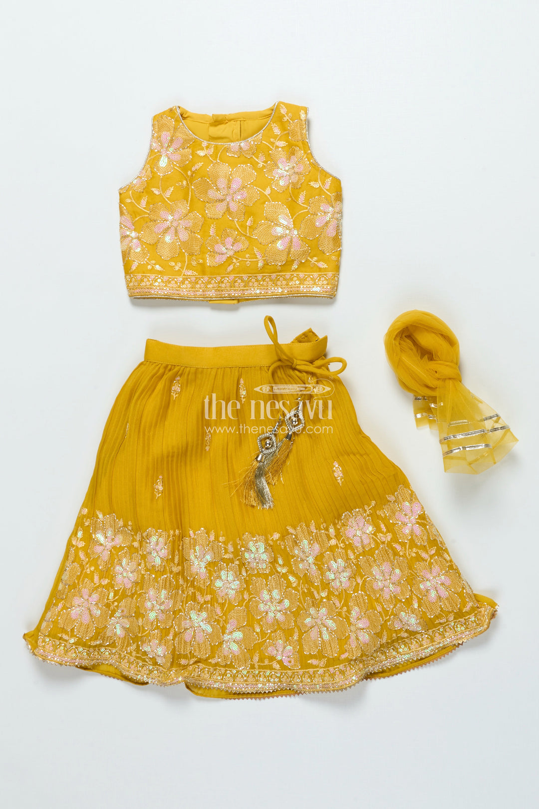 The Nesavu Girls Lehenga Choli Floral Embroidered Lehenga Choli for Girls for Weddings and Festive Events Nesavu Nesavu floral embroidered lehenga choli girls georgette perfect weddings festive events