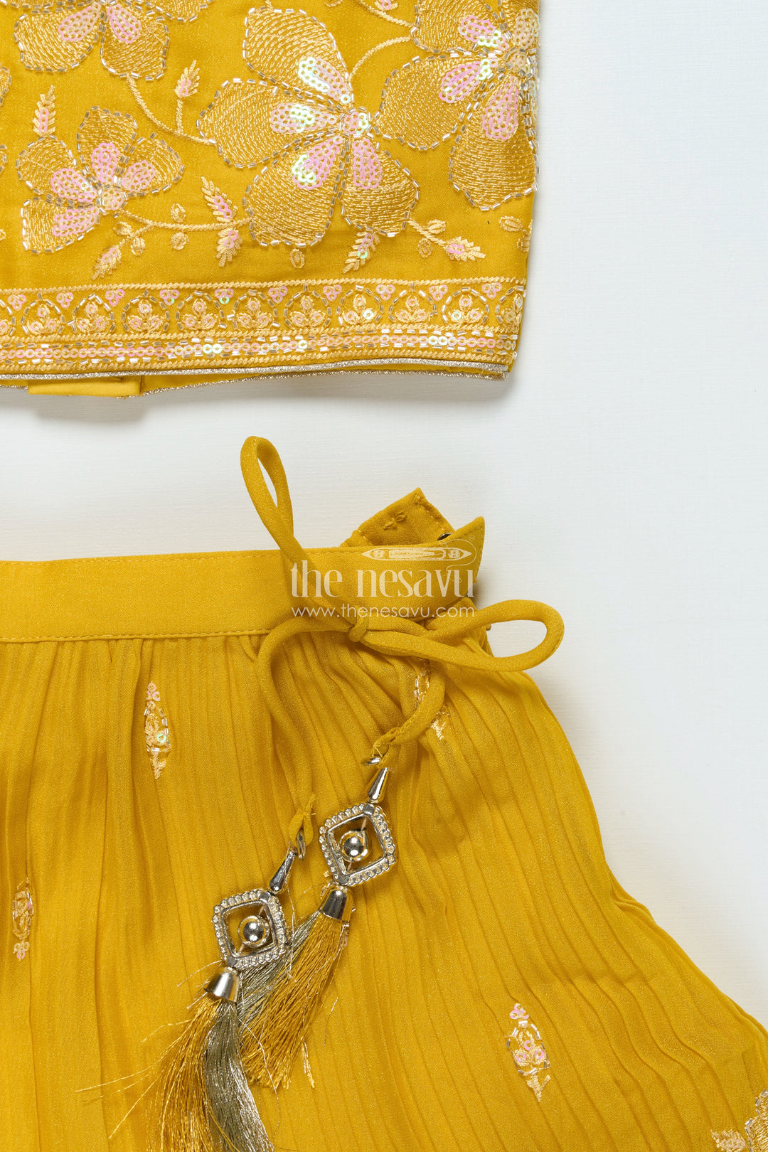 The Nesavu Girls Lehenga Choli Floral Embroidered Lehenga Choli for Girls for Weddings and Festive Events Nesavu Nesavu floral embroidered lehenga choli girls georgette perfect weddings festive events