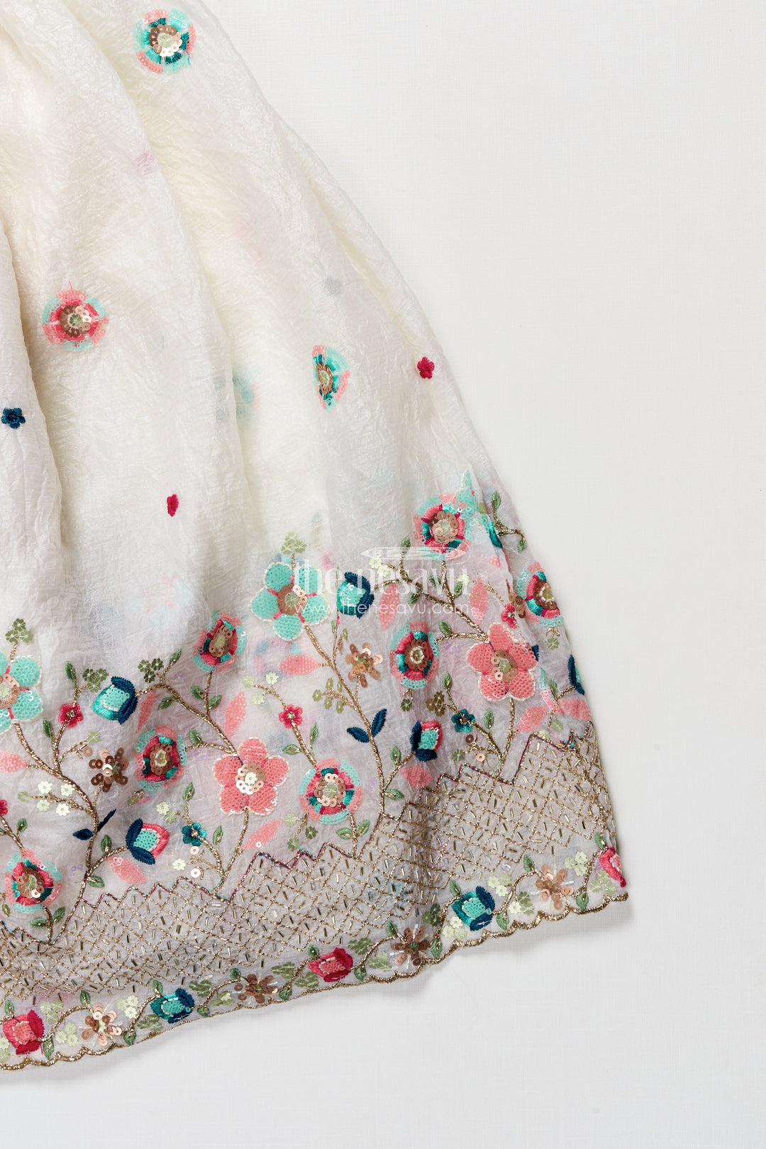 The Nesavu Girls Lehenga Choli Floral Embroidered Lehenga Choli Set for Girls in Designer Georgette Nesavu Nesavu designer lehenga choli set girls floral embroidery  perfect weddings parties