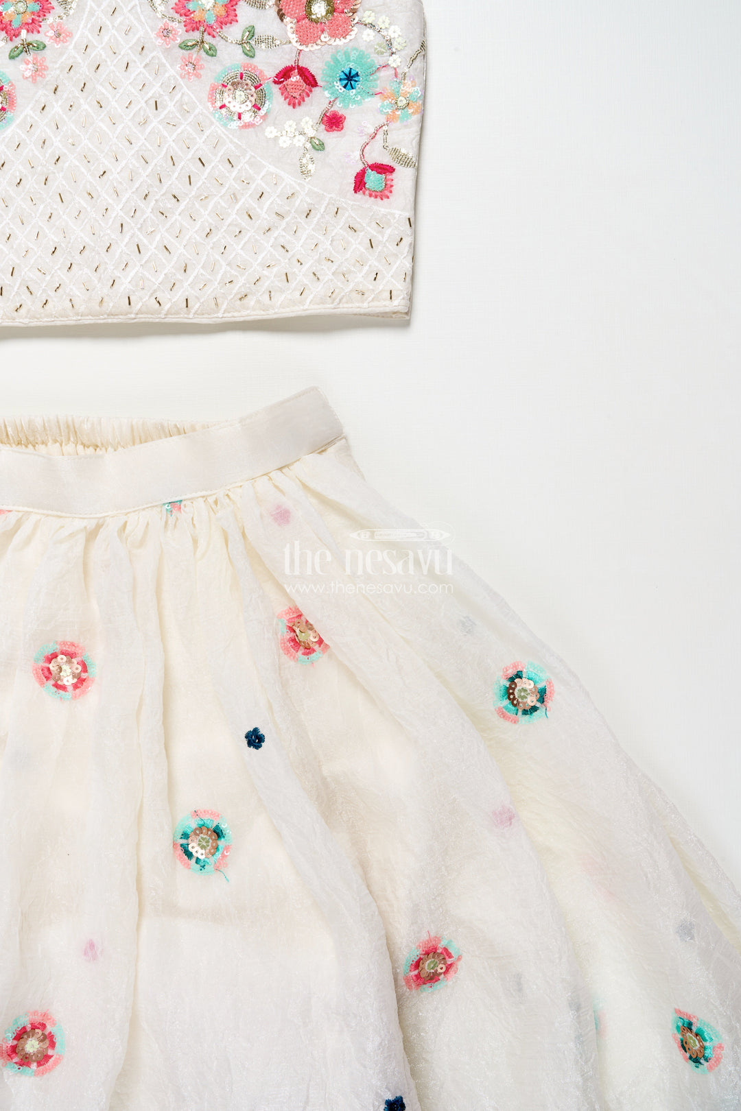 The Nesavu Girls Lehenga Choli Floral Embroidered Lehenga Choli Set for Girls in Designer Georgette Nesavu Nesavu designer lehenga choli set girls floral embroidery  perfect weddings parties