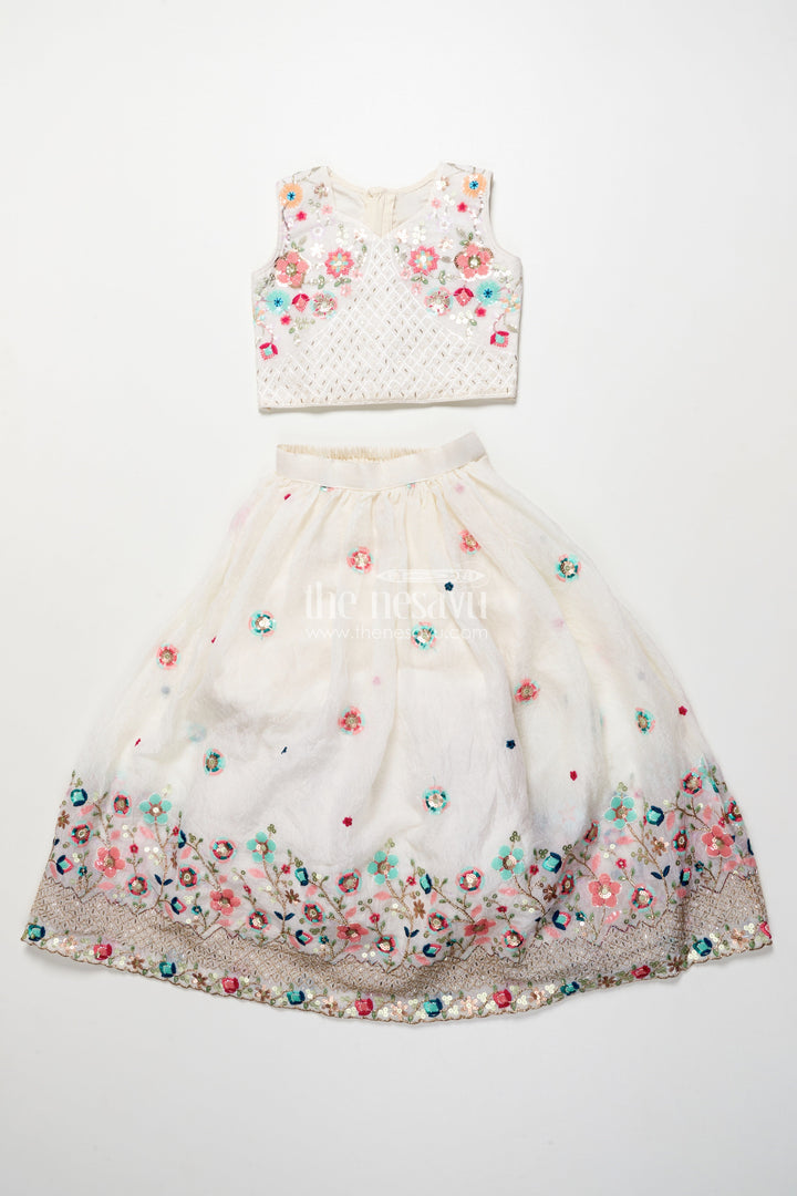 The Nesavu Girls Lehenga Choli Floral Embroidered Lehenga Choli Set for Girls in Designer Georgette Nesavu Nesavu designer lehenga choli set girls floral embroidery  perfect weddings parties