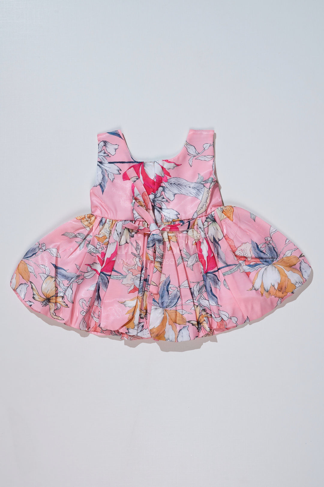 The Nesavu Baby Fancy Frock Floral Frock Knee Length for Baby Girls in Glaza Satin with Bow Waist Detail Nesavu Floral Frock Knee Length Baby Girls Glaza Satin Bow Waist Detail | The Nesavu