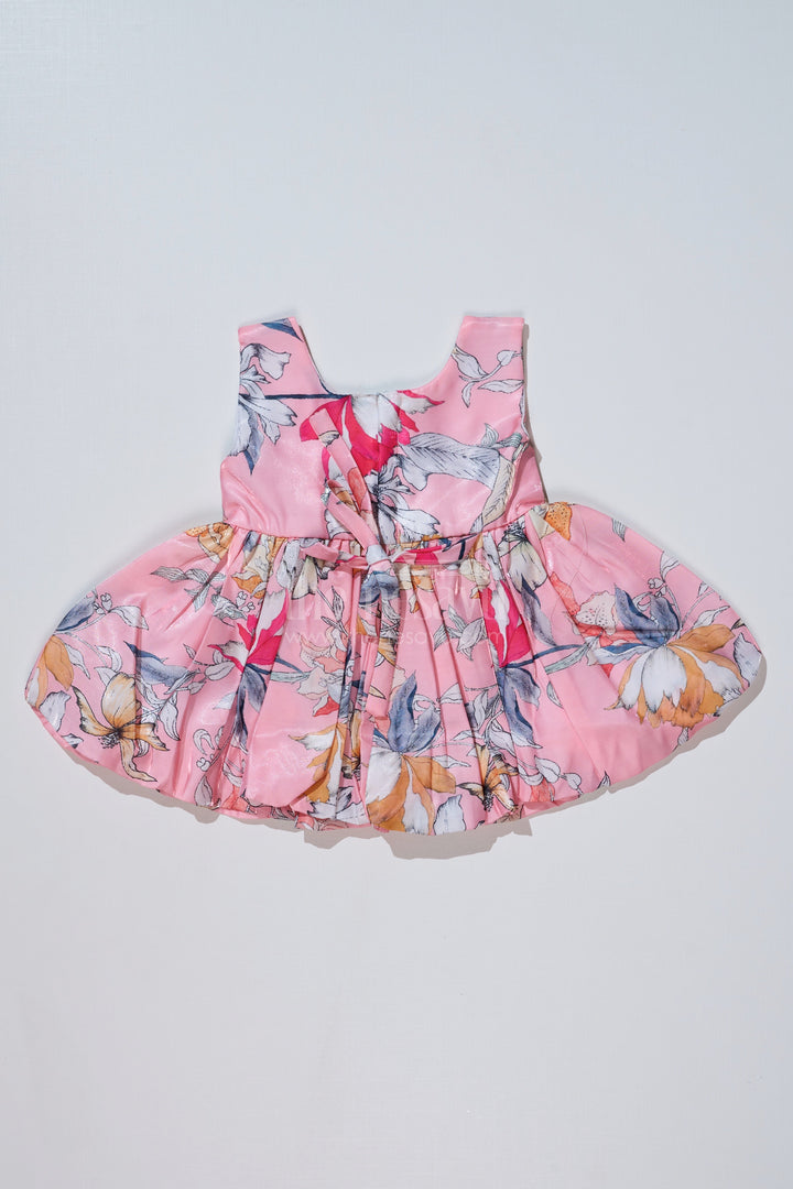 The Nesavu Baby Fancy Frock Floral Frock Knee Length for Baby Girls in Glaza Satin with Bow Waist Detail Nesavu Floral Frock Knee Length Baby Girls Glaza Satin Bow Waist Detail | The Nesavu