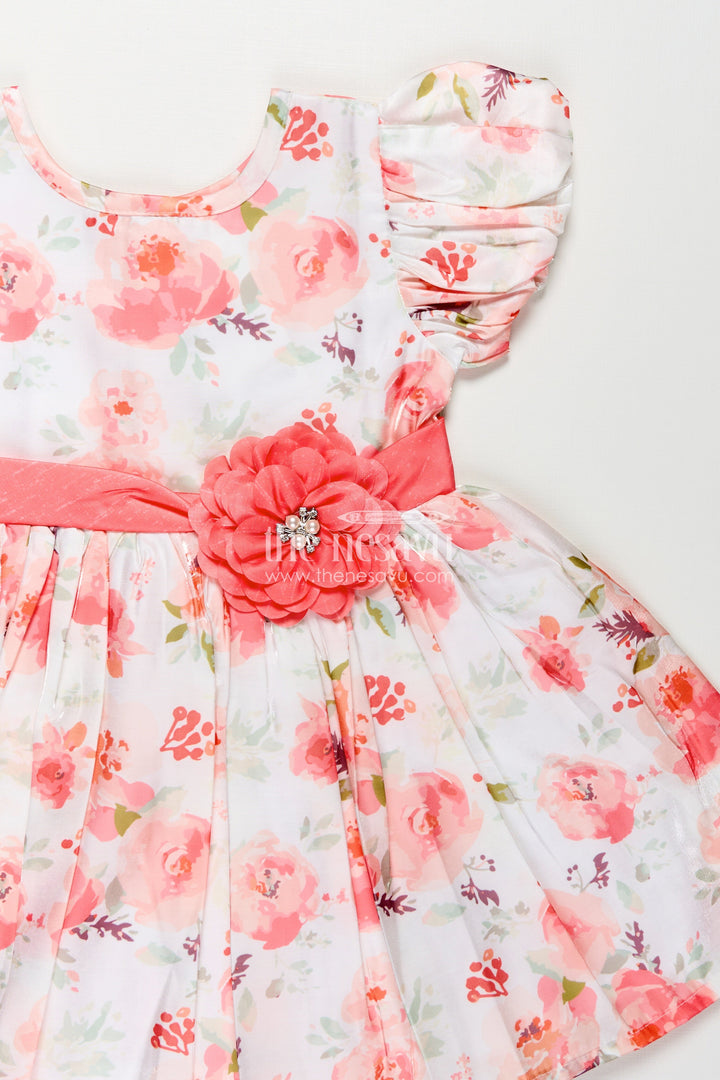 The Nesavu Baby Fancy Frock Floral Frock Online for Baby Girls in Glaza Satin Organza with Puff Sleeves and Elegant Design Nesavu Floral Frock Online Baby Girls Glaza Satin Organza Puff Sleeves Elegant Design | The Nesavu