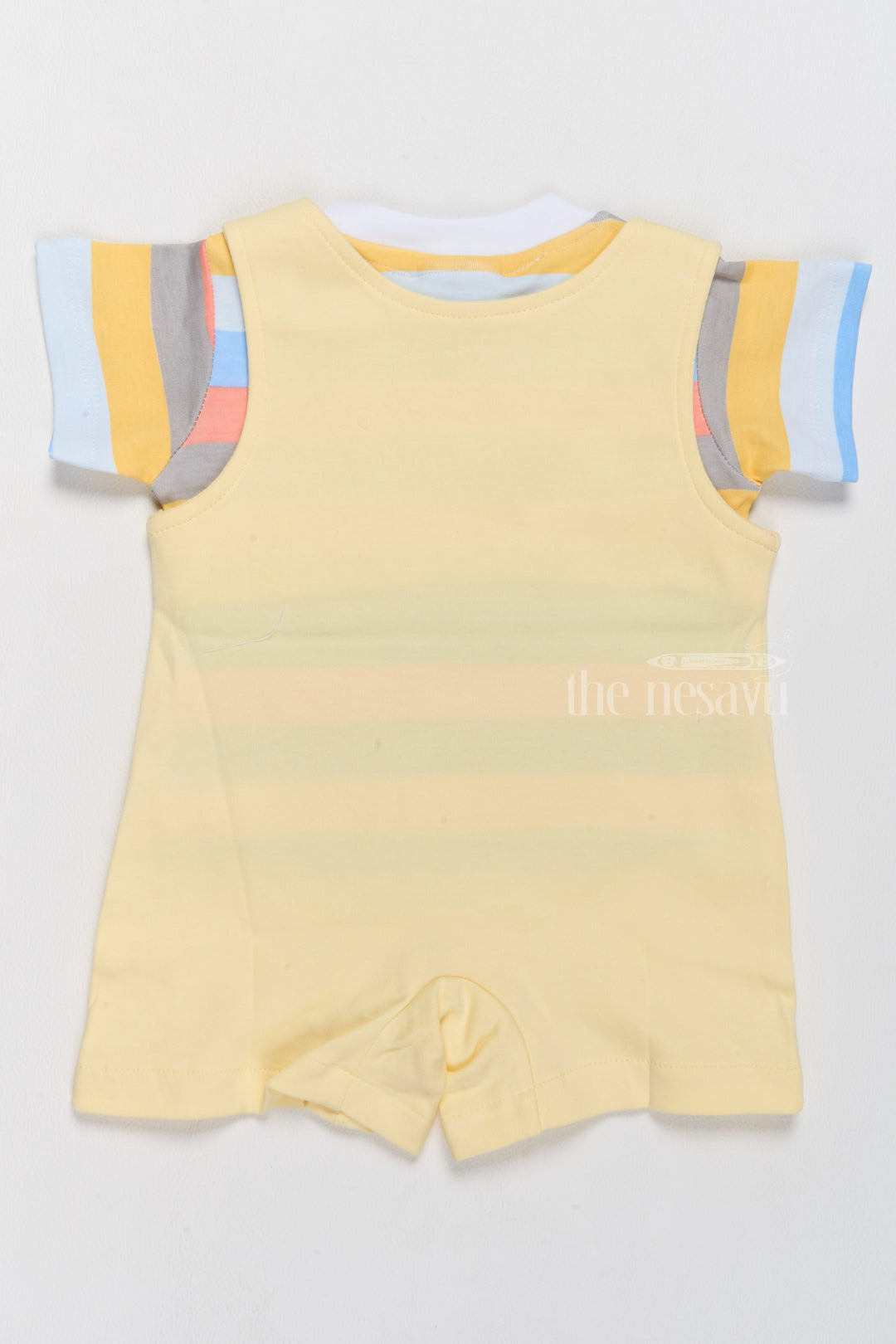 The Nesavu Baby Casual Sets Floral Infant Dress Cotton Yellow Car Print Romper with Striped T-Shirt Nesavu Floral Infant Dress Cotton Yellow Car Print Romper Striped T-Shirt | The Nesavu