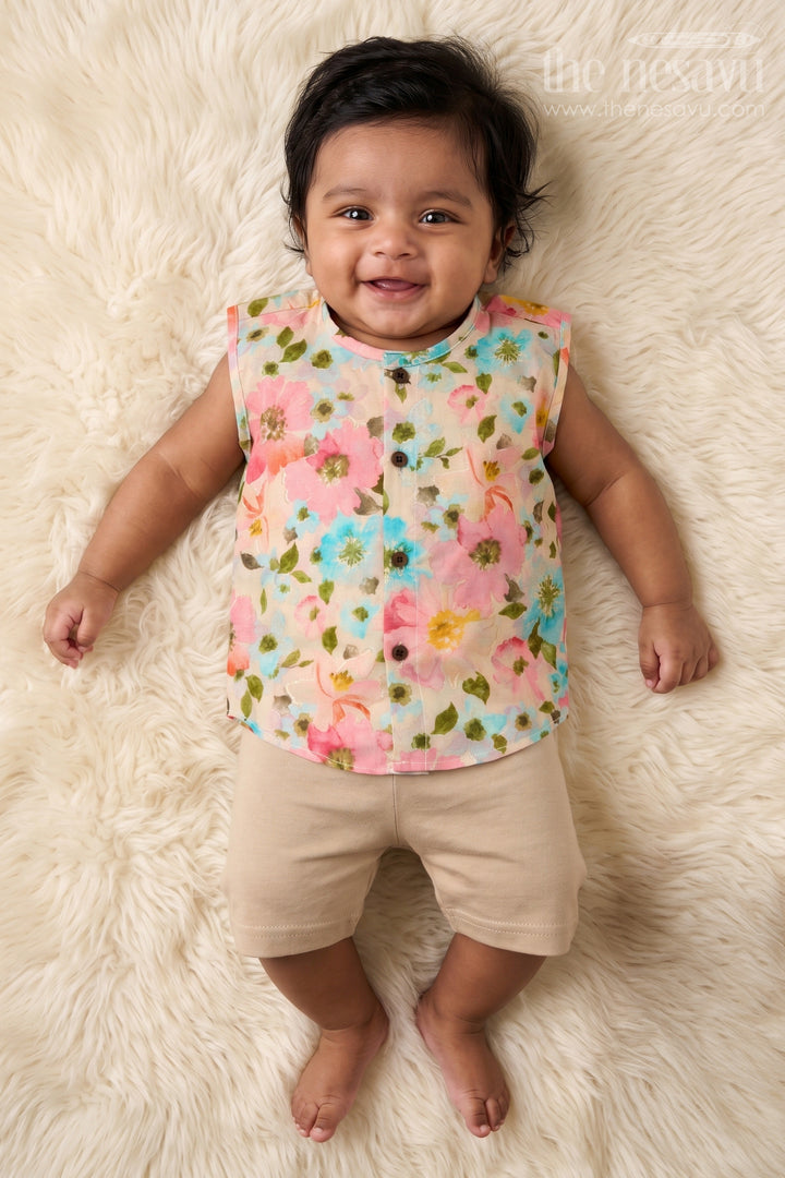 The Nesavu Baby Jablas Floral Print Baby Jabla for Sunny Days and Easy Everyday Wear Nesavu 10 (NB) / Multicolor / Viscose Silk IF041A-10 Nesavu floral baby jabla in breathable modal silk – perfect for summer and everyday dressing