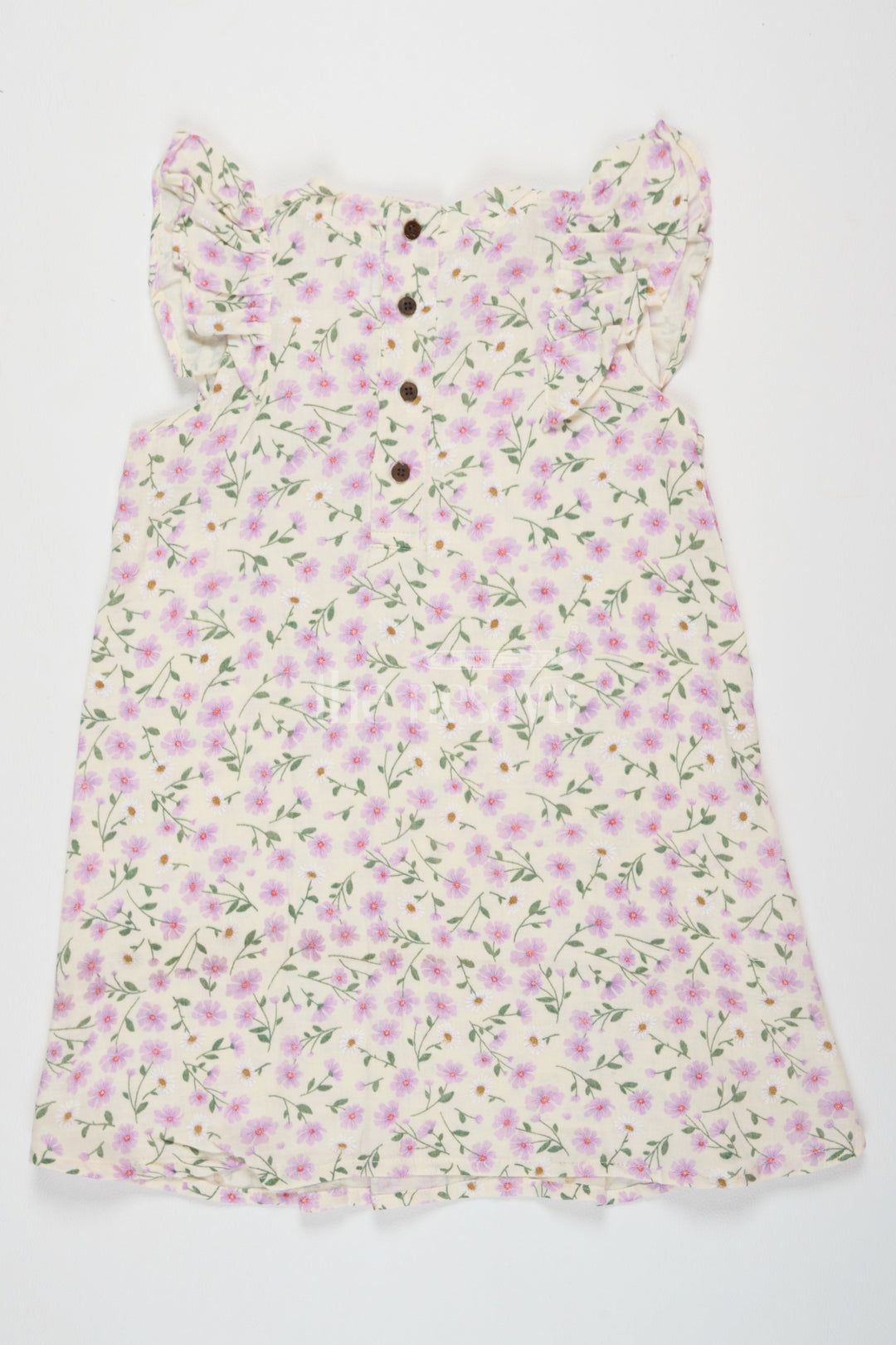 The Nesavu Girls Cotton Frock Floral Print Cotton Full Frock with Ruffle Sleeves, Double Cloth Muslin Girls Dress for Summer Gatherings Nesavu Nesavu Girls Floral Print Cotton Full Frock Ruffle Sleeves Double Cloth Muslin Summer Dress Playdates