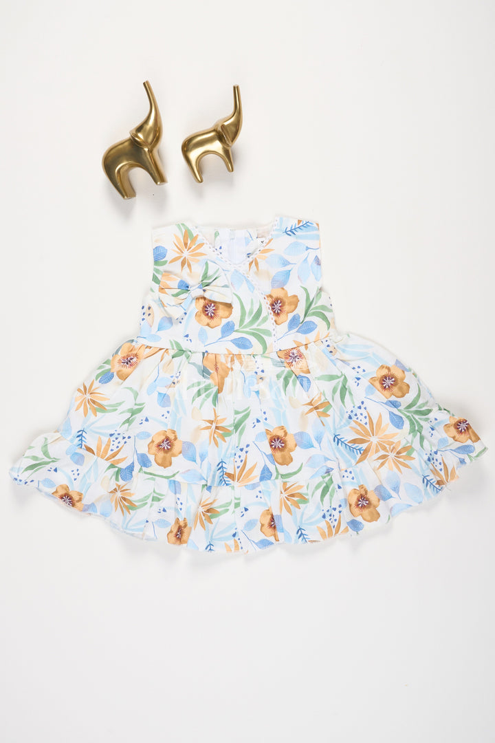 The Nesavu Girls Cotton Frock Floral Printed Girls Cotton Frock with TieUp Closure for Casual Wear Nesavu 14 (6M) / multicolor BFJ630A-14 Floral Printed Girls’ Cotton Frock with Tie-Up Closure for Casual Wear Nesavu