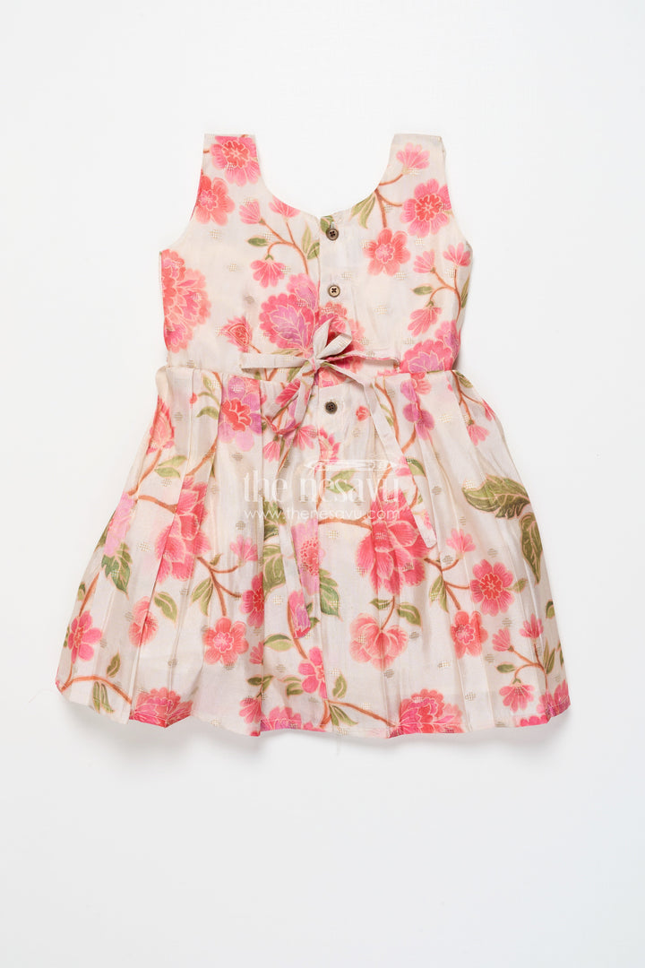 The Nesavu Silk Frock Floral Silk Frock for Baby Girls for Birthday Parties and Photoshoots Nesavu Nesavu floral silk frock baby girls banaras print sleeveless party design