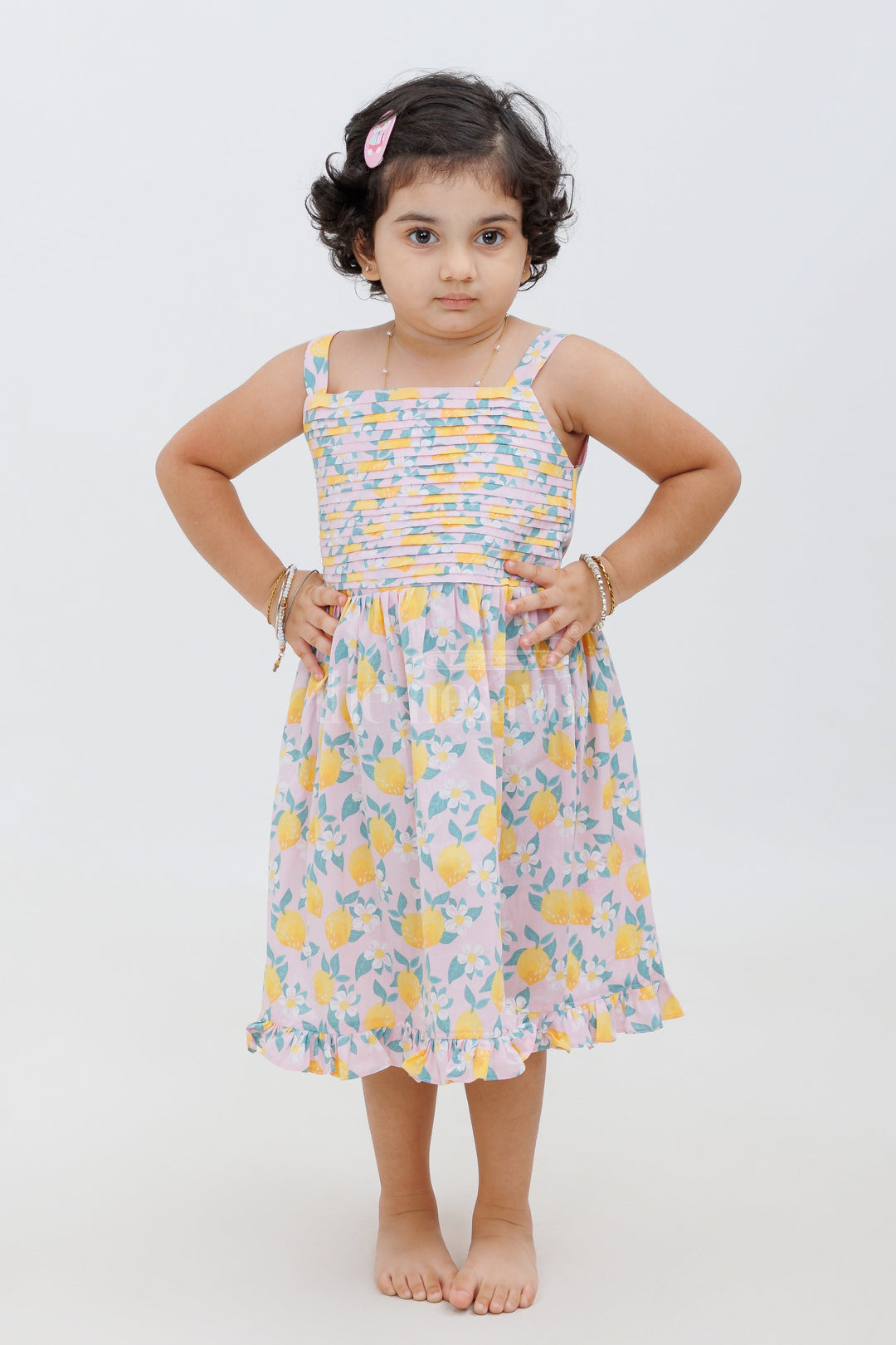 The Nesavu Girls Cotton Frock Floral Summer Baby Girl Cotton Dress Nesavu 10 (NB) / Pink BFJ563A-10 Floral Summer Baby Girl Cotton Dress - Adorable & Comfortable | The Nesavu